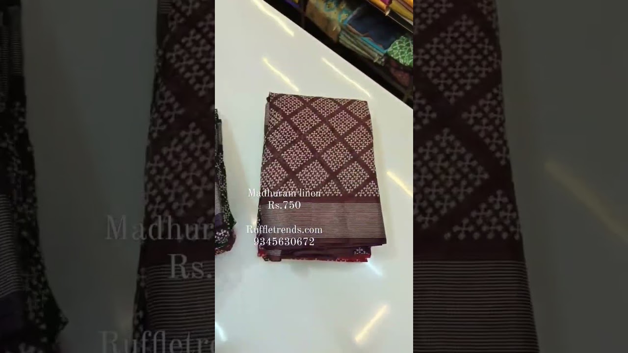 Beautiful Madhuram Linen Cotton Sarees | Price Rs.750/- | Shop @ www.ruffletrends.com