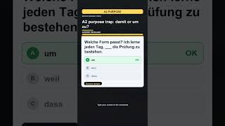 German A2 Grammar Quiz Short: A2 purpose trap: damit or um zu?