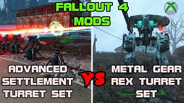 FALLOUT 4 MODS REVIEW | METAL GEAR REX TURRETS VS ADVANCED SETTLEMENT TURRETS
