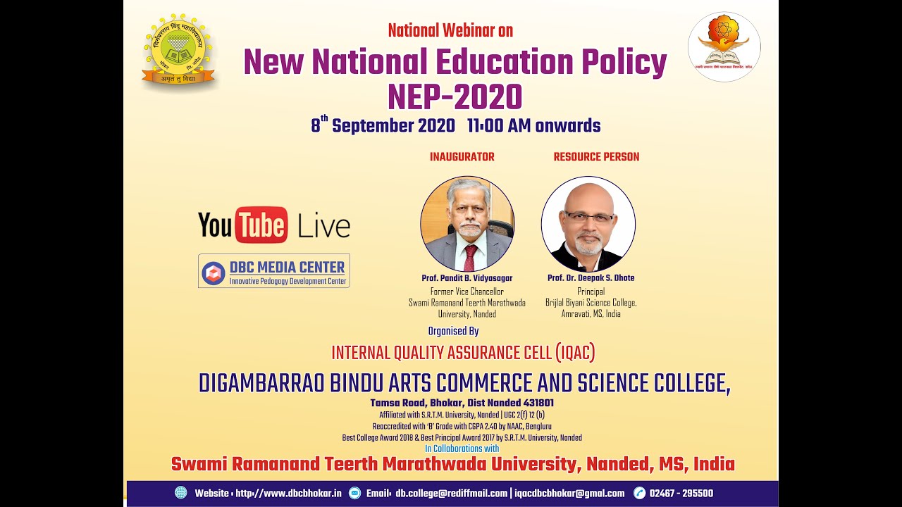 National Webinar on "New National Education Policy" NEP-2020 - YouTube