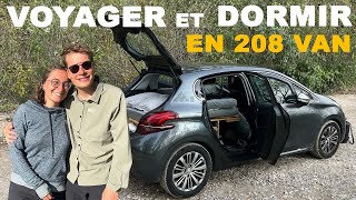 208 VAN TOUR : présentation de l'aménagement et du matériel (mode lit, douche, rangement etc.)