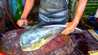 FISH MARKET ACEHNESE 🔪🔥|| POPULAR BIG MAHI MAHI FISH CUTTING SKILLS IN FISH MARKET