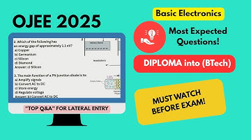 OJEE 2025 Lateral Entry | Top 20 Probable Questions & Important sure | Must Watch for B.Tech