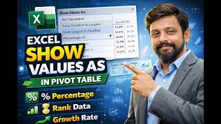 Step 2- Pivot Table मा Show Values As (Percentage, Rank, Growth) | Excel Trick You Must Know!#excel