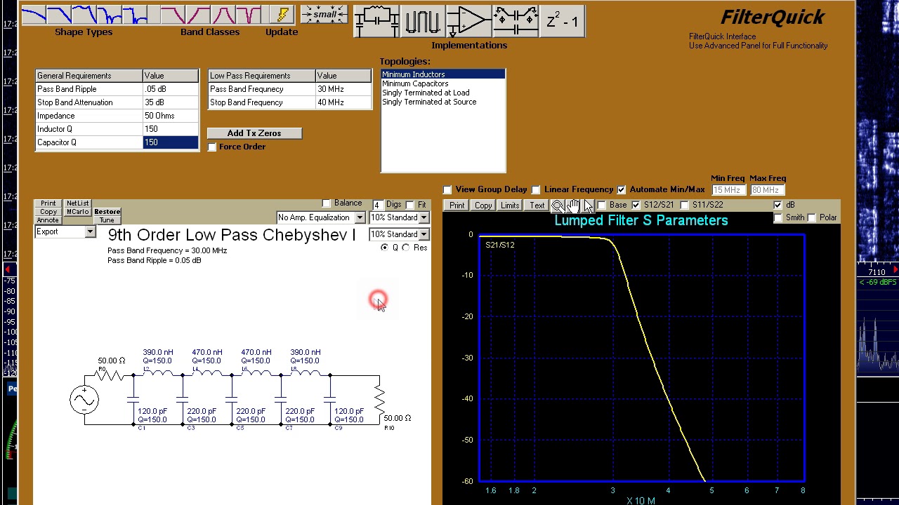 Строим фильтр в программе Filter Solutions 2015, ФНЧ, ФВЧ, радиолюбители, радиохулиганы, SDR, SSB