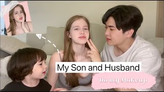 [KOR/ENG/RU] MY KOREAN HUSBAND AND SON DO MY MAKEUP