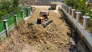 Installing A New Driveway Using Rocky Ground​ In Floor​ Missing Under Road With Skill KOMATSU Dozer