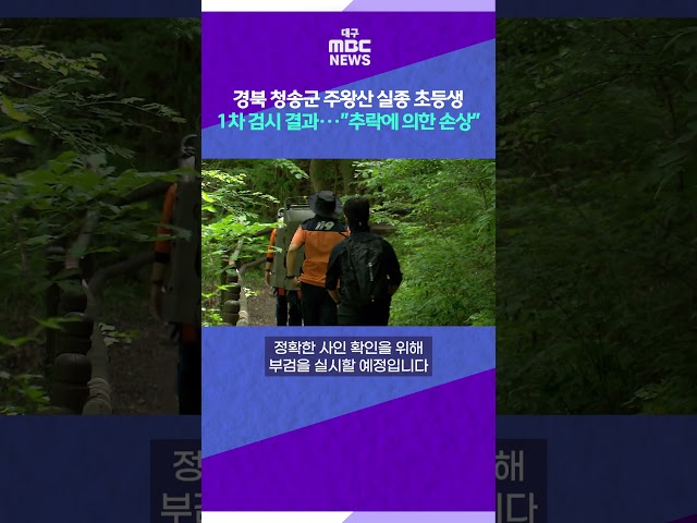 [뉴스읽기] 경북 청송군 주왕산 실종 초등생 1차 검시 결과···"추락에 의한 손상" #shorts (대구MBC)
