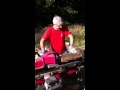 Dad runs the log splitter