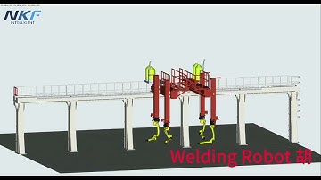 Our multi-axis walking gantry is equipped with FANUC welding robots and automated simulation.