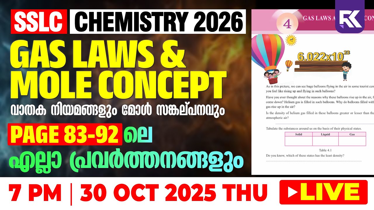 SSLC Chemistry Gas Laws and Mole Concept | Full Chapter Part 2/2 ...