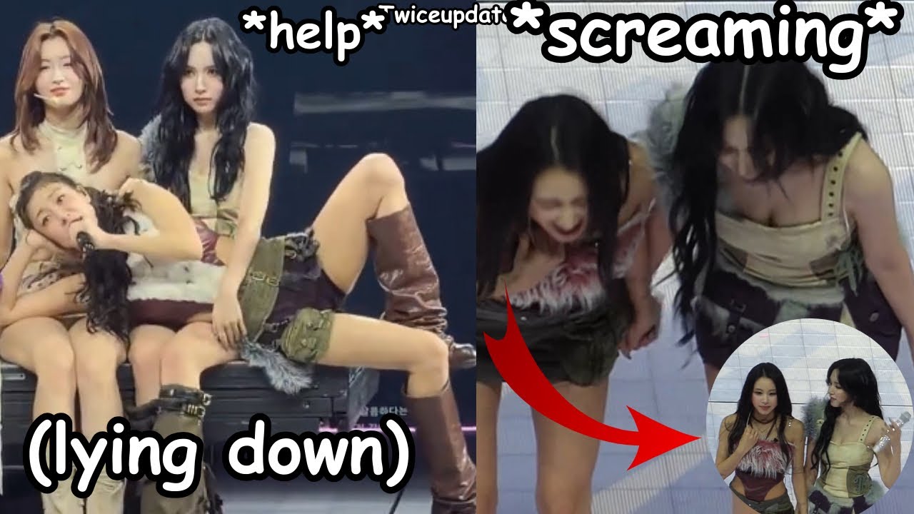 jihyo shocked twice during the performance moments ft. michaeng screaming so loud 