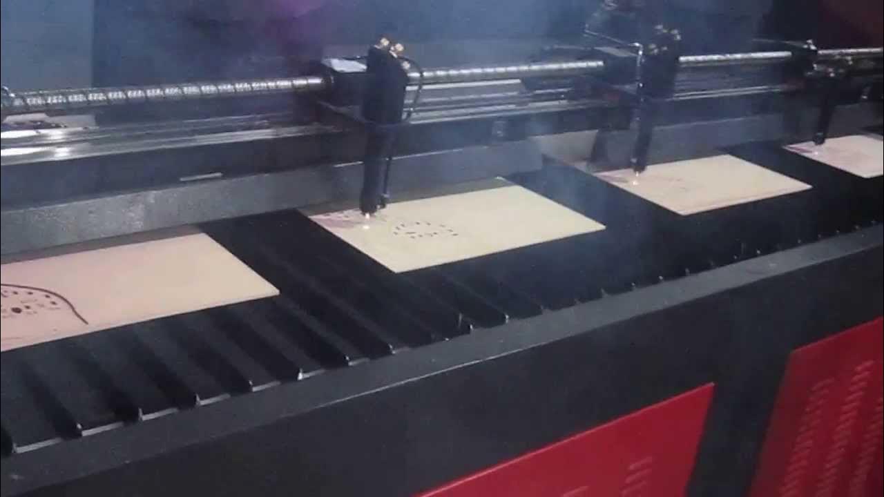 four head laser cutting machine cut wood YouTube