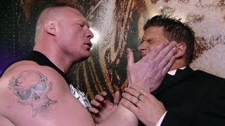 Brock Lesnar ruthlessly assaults Josh Mathews: Raw, April 23, 2012