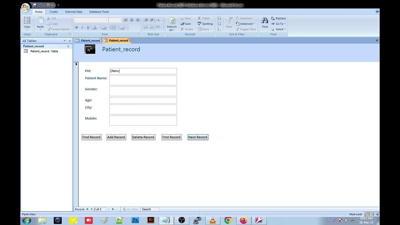 Design a form in MS Access to View, Add, Delete and Modify the patient ...