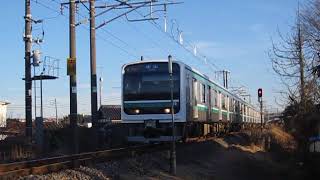 水戸線 E501系K752編成 754M 普通 小山 行 笠間~宍戸 通過 2018.01.07