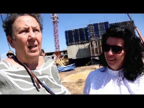 Interview with Leena Hietanen a retired Finnish  MSM journalist at a buildingsite in Mariupol