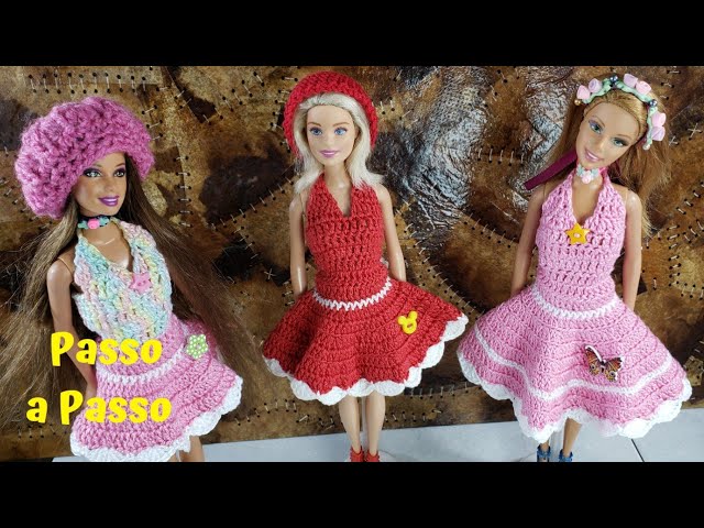 Como fazer Vestido para Barbie em Crochê - Uma Receita, 3 modelos