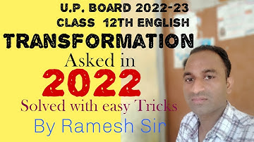 Transformation All sets 2022 solved by Ramesh Sir with easy tricks and explanation