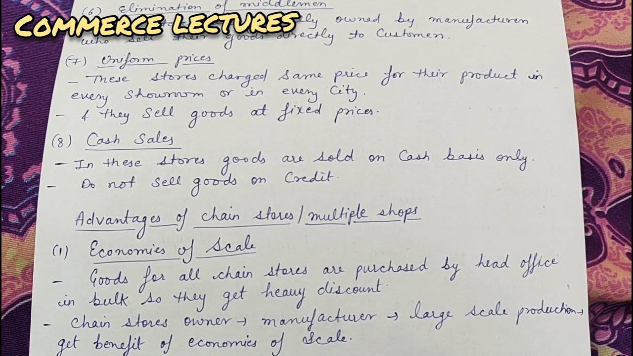 advantages and disadvantages of chain stores / multiple shops class