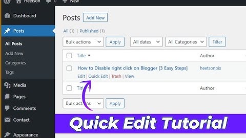 WordPress Posts Quick Edit function [Tutorial for Beginners]