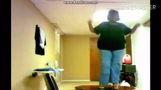 Fat lady falls off table meme