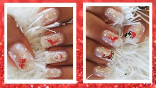 🎅❄ Christmas nail art (red and white) ❄🎅