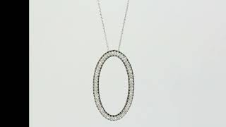 Diamond Oval Pendant Necklace .1.65CT White Gold 18” Chain - 31947