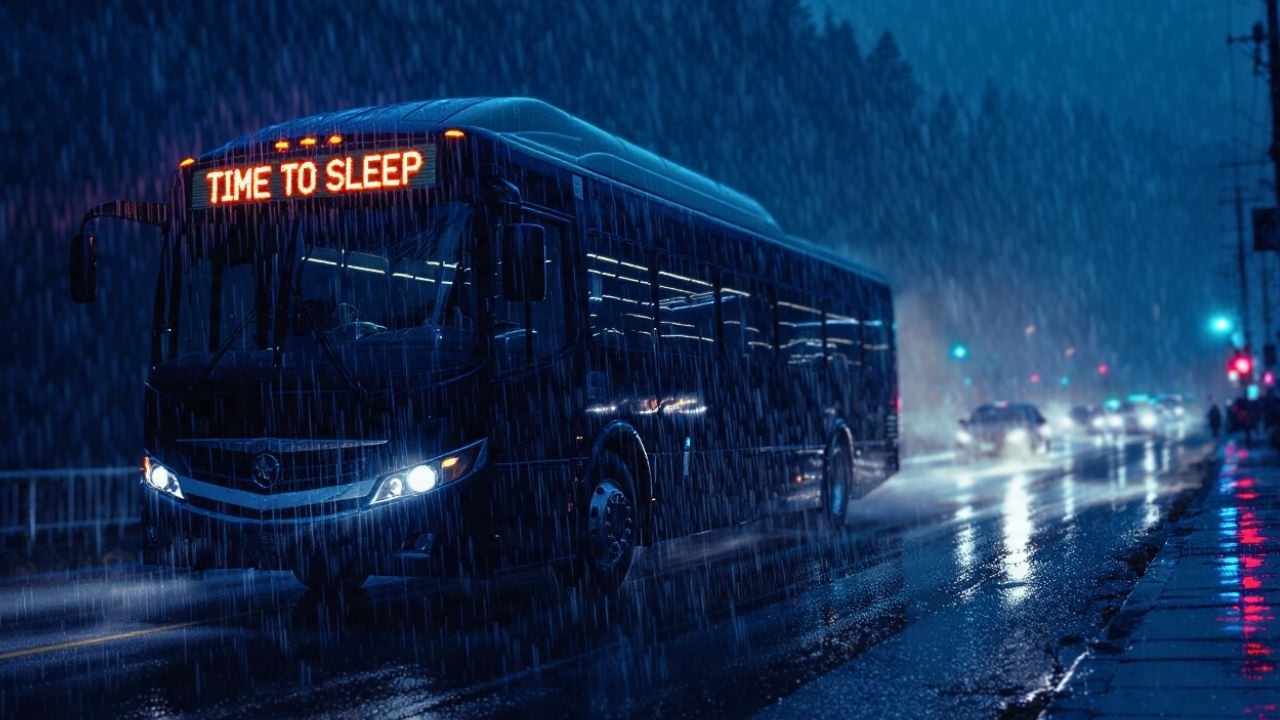 Убежище для глубокого сна: 11 часов интенсивного дождя за окном автобуса | Расслабляющие звуки для с