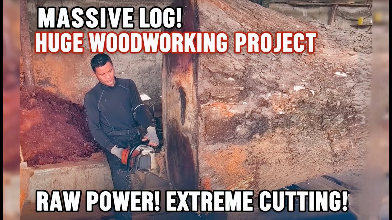 Slicing a GIANT : Incredible Giant Log Sawing Process! 