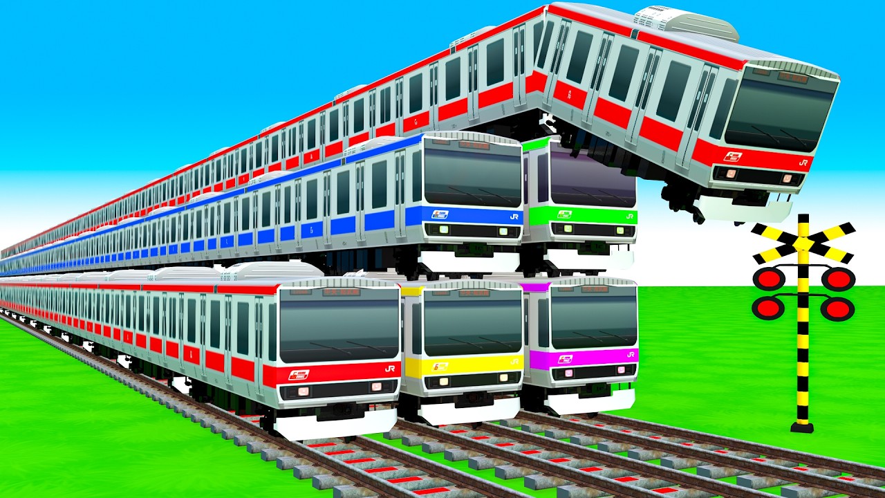 【踏切アニメ】複雑な電車 3 Trains 2026 Climbing Pynamid 🚦 Fumikiri 3D Railroad Crossing Animation #5 #1million