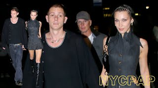 Bella Hadid and  boyfriend Marc walk to Gigi's apartment after celebrating her birthday at ZERO BOND