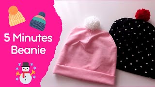 Winter is Coming☃️How to Sew a Beanie in 5 Minutes. Easy Hat Tutorial. DIY Beanie for Beginners
