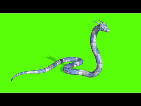 animation snake on the green screen