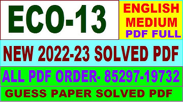 eco 13 solved assignment 2022-23 / eco 13 solved assignment in English / ignou bcom solved