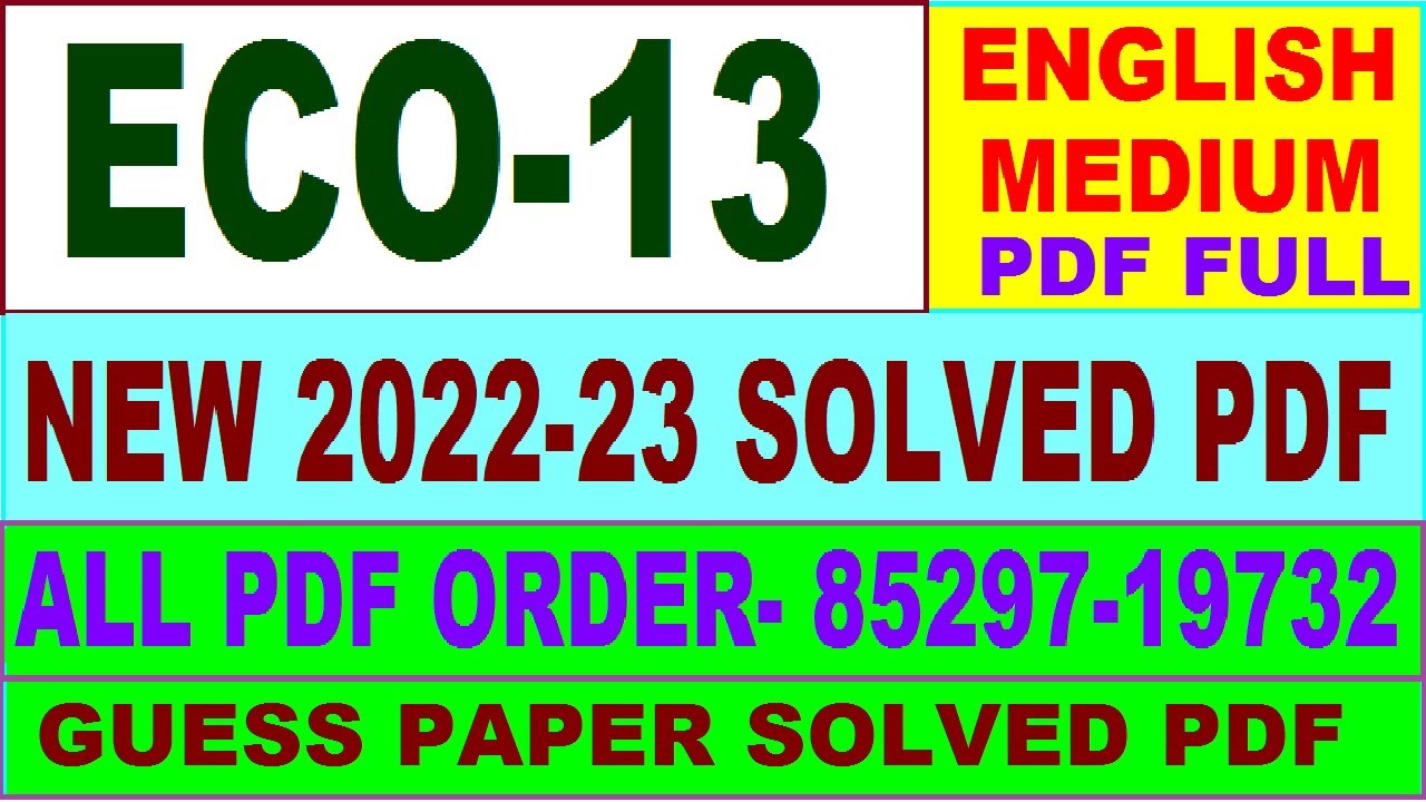 eco 13 solved assignment 2022 23
