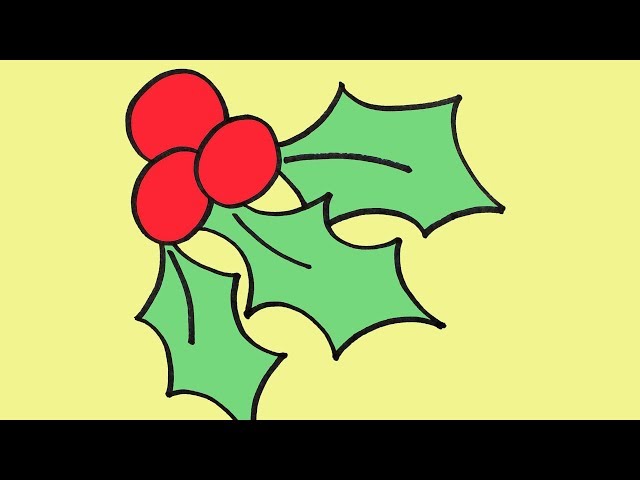 How To Draw Christmas Holly, Step by Step, Drawing Guide, by Dawn