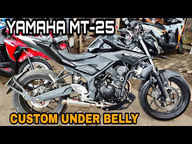 CUSTOM MUFFLER UNDER BELLY YAMAHA MT-25 BY SKR RACING EXHAUST class=