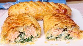 How to Make SALMON WELLINGTON Better Than Chef in Restaurant | Classic HOMEMADE Easy Salmon recipe