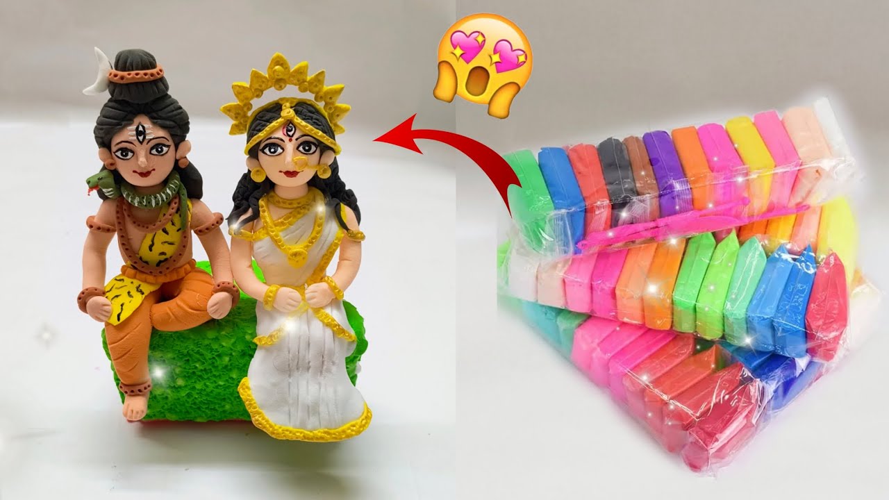 very easy shivji and mata Parvati idol making with clay 