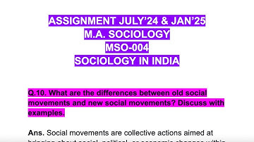 SOLVED😇MSO-004✅IGNOU ASSIGNMENT🥳JULY’24&JAN’25💯 D/f b/w old social movements & new social movements🤩