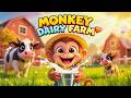 Monkey’s Happy Dairy Farm Adventure 🐵🥛 | Farm Animals Story for Kids | Milk Making Cartoon