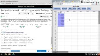 StatCrunch: Hypothesis Test with One Sample (T-test)