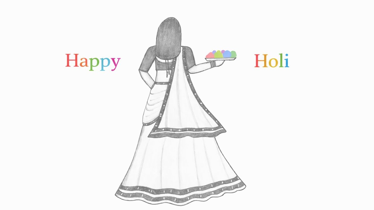 Happy Holi Drawing 🎨 | Easy Holi Special Pencil Sketch for Beginners