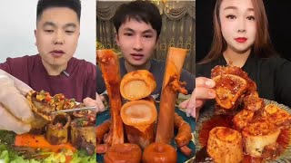 Chinese Food Mukbang Eating Show | Red beef bone marrow | Beef Bone Marrow Challenge #393