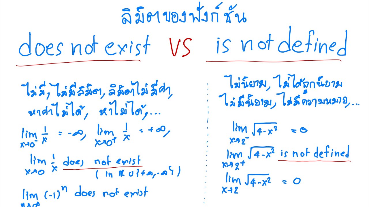 อธิบายความหมาย ลิมิตไม่มีค่า ลิมิตหาค่าไม่ได้ ลิมิตไม่นิยาม ลิมิตซ้าย ลิมิตขวา  แคลคูลัสเชิงทฤษฎี - Youtube