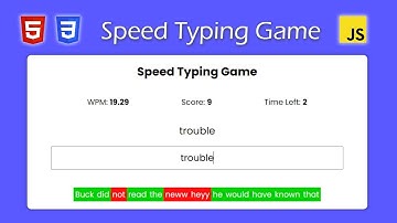 Build a Speed Typing Game with HTML, CSS and JavaScript | Find your WPM