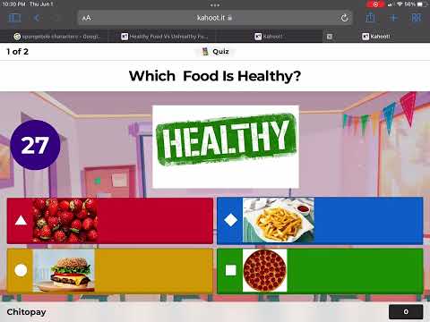Playing Kahoot Healthy food Vs Unhealthy food