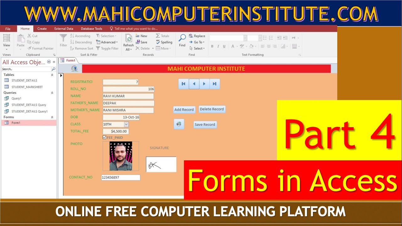 Form in Access | forms in Microsoft Access | Access Database form - YouTube