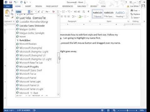 Changing Font Size and Style in MS Word